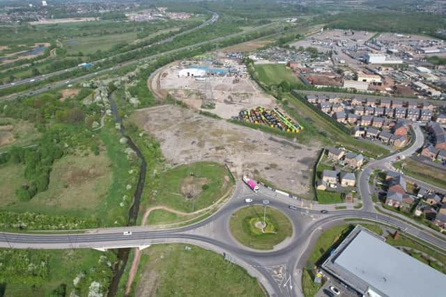 Aerial shot showing the excellent position of the Rossington site before work begins.