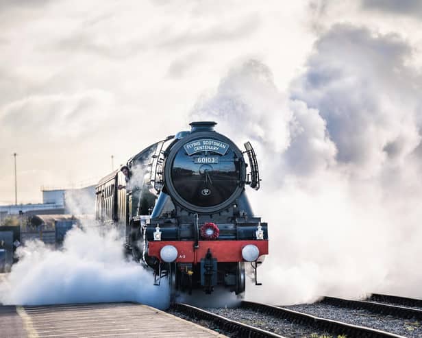 The Flying Scotsman steamed back through Doncaster, two years after her centenary visit.