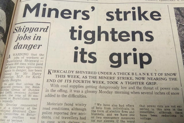 The miners' strike of1972 - the 1984 industrial dispute also made the front page on a regular basis