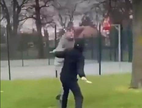 This is the moment a 15-year-old was stabbed in a brawl in a Doncaster park.