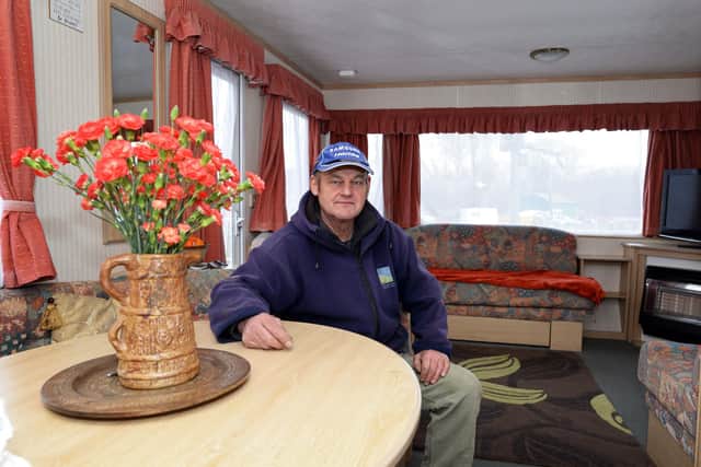 Phil Henderson, pictured in his caraven. Picture: NDFP-18-02-20 Ferryboat Farm Fisheries 5-NMSY