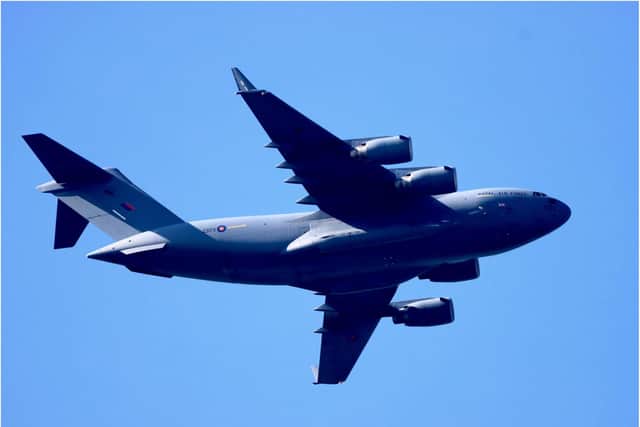 The C-17 Globemaster in the skies above Doncaster. (Photo: Tony Critchley).