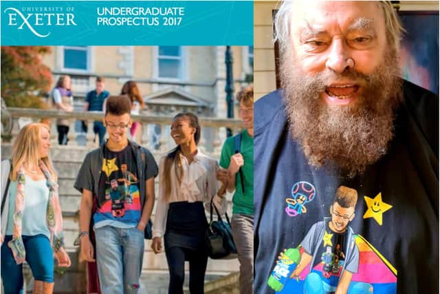 Actor Brian Blessed teamed up with Jim'll Paint It to surprise Exeter University student Ben. (Photos: Jim'll Paint It/Exeter University).