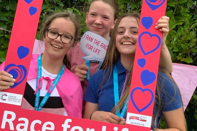 Charlie Foster Thomlinson, Ellie Jenkinson, Charlotte Dallamore completed Race for Life