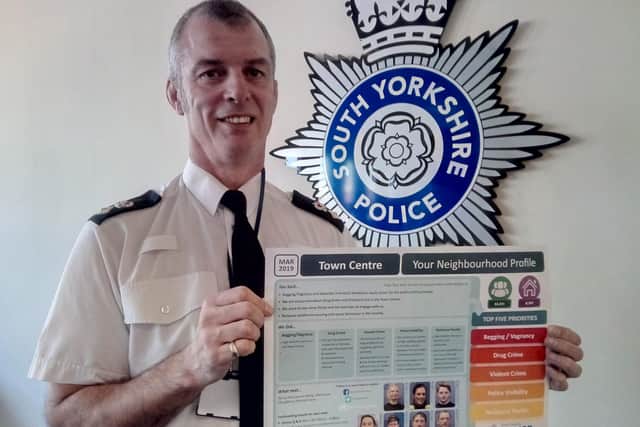Ch Supt Shaun Morley with one of the new neighbourhood profile posters