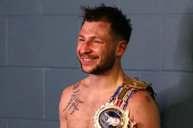 Maxi Hughes celebrates after winning the British title. Photo: Getty Images