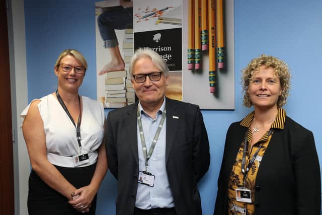 Harrison College principal Gemma Peebles (left), with Damian Allen, chief executive of Doncaster Council, and Gail Stonier, chief operating officer at Harrison College