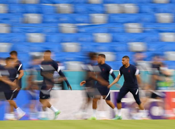 France's Kylian Mbappe pictured in training in Munich ahead of his side's clash with Germany. Photo by Matthias Hangst/Getty Images