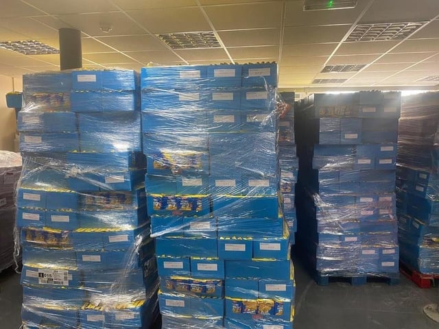 Crates of food ready to be sent to Ukraine