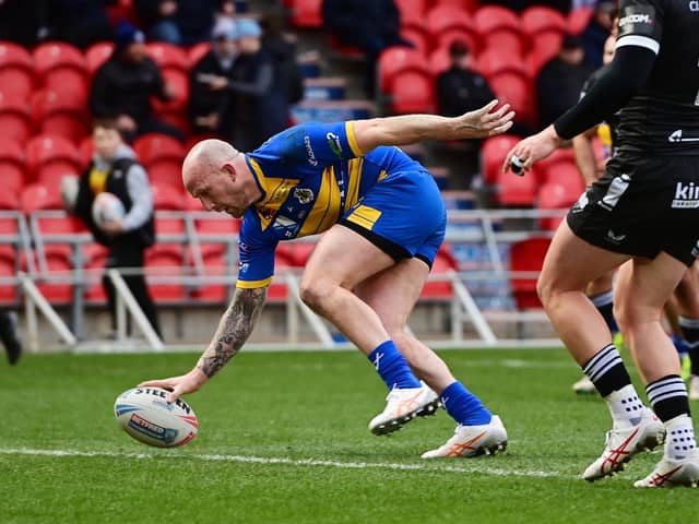 Skipper Sam Smeaton scores the Dons' first try of  the season. Picture: Howard Roe/AHPIX.com