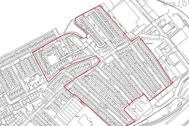 Map of the area of the estate where the alley gates will be installed