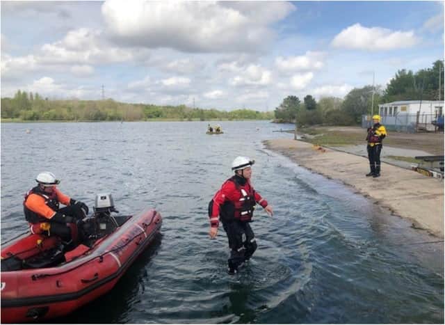 Crews take part in a training exercise at Rother Valley.