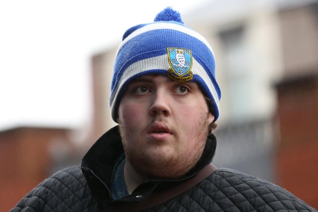A Wednesday fan looks on prior to the Sky Bet Championship match at Blackburn Rovers in November 2019.