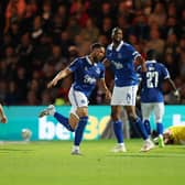 Arnaut Danjuma of Everton celebrates after scoring the team's second goal during the Carabao Cup Second Round match between Doncaster Rovers and Everton at Keepmoat Stadium on August 30, 2023 in Doncaster, England. (Photo by George Wood/Getty Images)