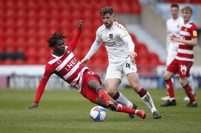 Taylor Richards challenges Northampton's Jack Sowerby. Picture: Ed Sykes/AHPIX