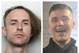 Andrew Thompson (left) attacked Norton Bulgacs outside the Angel and Royal pub, stabbing him repeatedly in the groin.