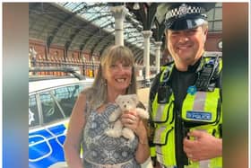 Widow Linda Lawson was reunited with the teddy bear, stolen in Doncaster, by British Transport Police.