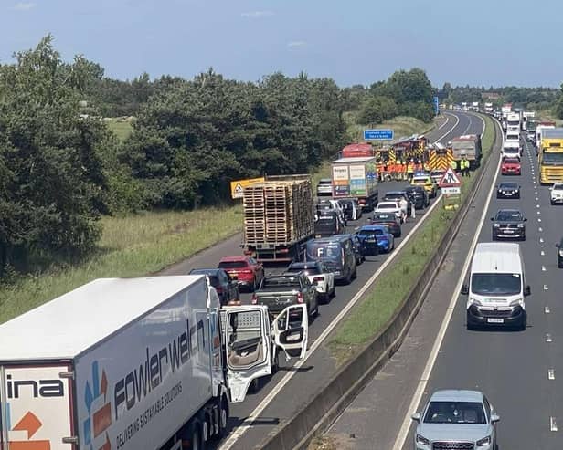 The scene on the M18 this afternoon.