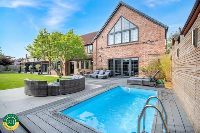 A rear view of the Sprotbrough property, with its heated outdoor pool.