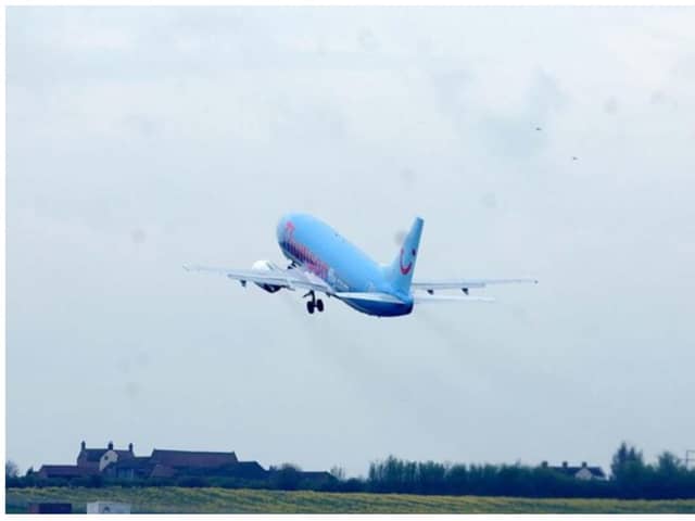 The first flight takes off from Doncaster Airport in April 2005.
