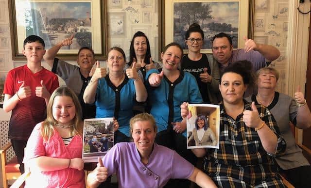 Callum Hinchliffe, Karen Greaves(manager), Sandra Shinn, Lucy Clifford, Mark Shinn
Middle sat on table - Kim Crompton, Debbie James.
Front sat on chairs- Camron Jaye Greaves, Claire Donoghue, Kat Harrison, Susan Waugh.