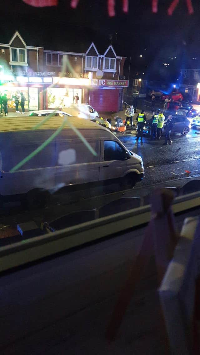 Police at the scene of the crash on Sandringham Road Intake.