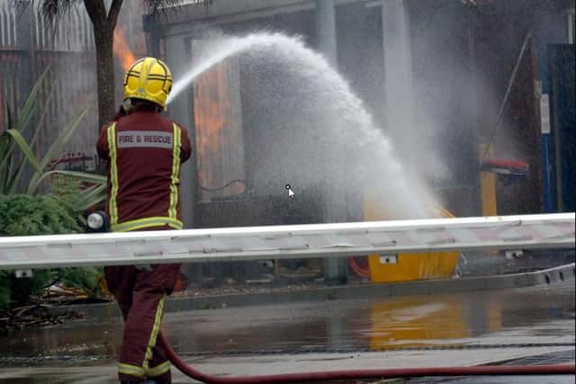 File picture of firefighters at a blaze in Doncaster