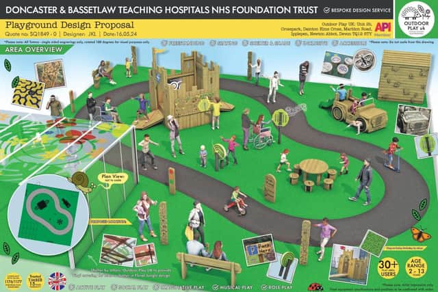 Artist’s rendition of the outdoor play area to be built at Bassetlaw Hospital