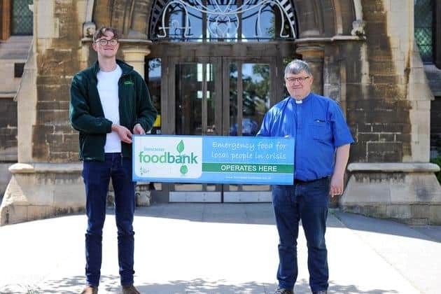 (John Parr, Doncaster Foodbank Project Manager) with Revd Capt Chris McCarthy (Vicar at St James Church).