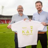 Managing Director of KAT Communications Anthony Temperton, alongside John Davis, the CEO of the Club Doncaster Foundation, one of the local good causes that the business also actively supports.