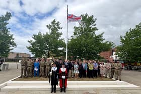 Service personnel and veterans joined Mayor Ros Jones and Civic Mayor Councillor Tim Needham to raise the Armed Forces Day flag.