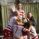 Belles celebrate their goal. Picture: Julian Barker