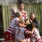 Belles celebrate their goal. Picture: Julian Barker
