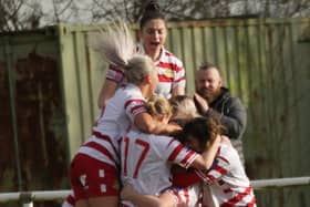 Belles celebrate their goal. Picture: Julian Barker