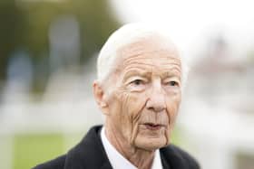 NEWMARKET, ENGLAND - OCTOBER 12: Lester Piggott poses at Newmarket Racecourse on October 12, 2019 in Newmarket, England. (Photo by Alan Crowhurst/Getty Images)