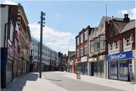 Deserted streets in Doncaster at the start of the first Covid lockdown in March 2020.