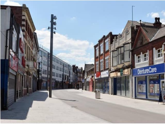 Deserted streets in Doncaster at the start of the first Covid lockdown in March 2020.