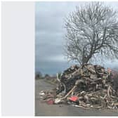 The huge pile of rubbish which blocked a Doncaster countryside road.