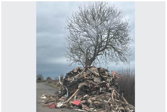 The huge pile of rubbish which blocked a Doncaster countryside road.