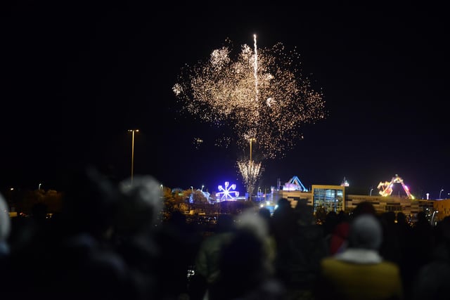 South Shields annual fireworks display over Sandhaven Beach.