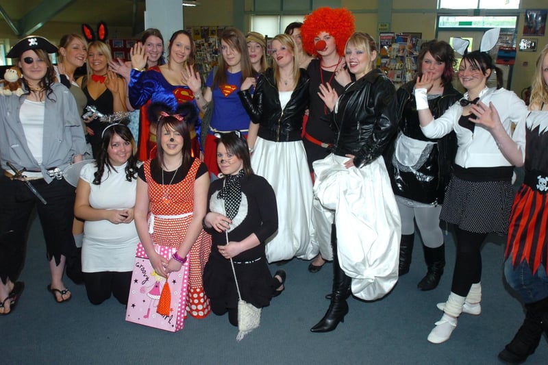 Pictured at Yewlands School Technology College, where pupils were taking part in the Red Nose Day 2007 activities including fancy dress with a movie theme