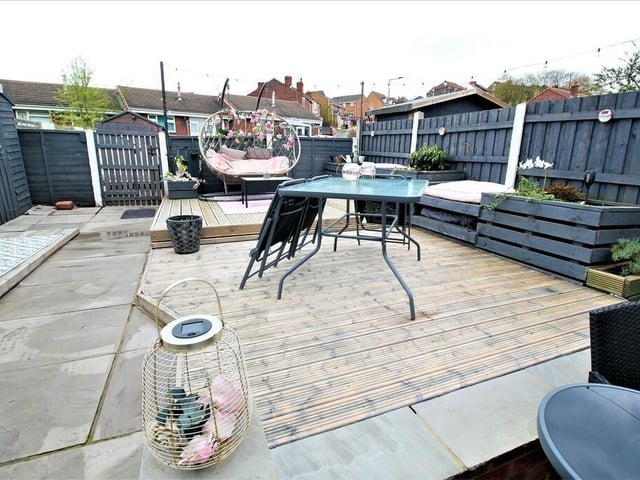 The enclosed decked garden area to the back of the house.