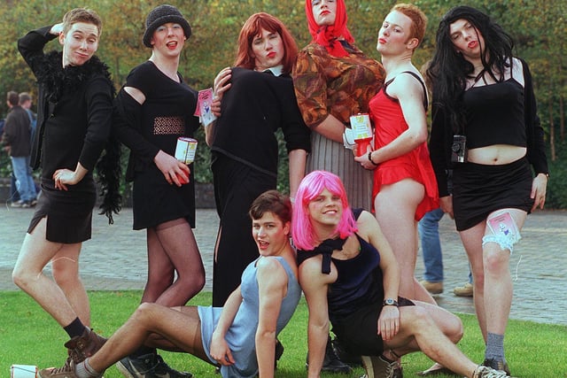 Students from Sheffield University dressed in drag to,promote The Best little Whore House in Texas as well as to raise money for Children in Need back in 1998