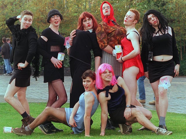 Students from Sheffield University dressed in drag to,promote The Best little Whore House in Texas as well as to raise money for Children in Need back in 1998