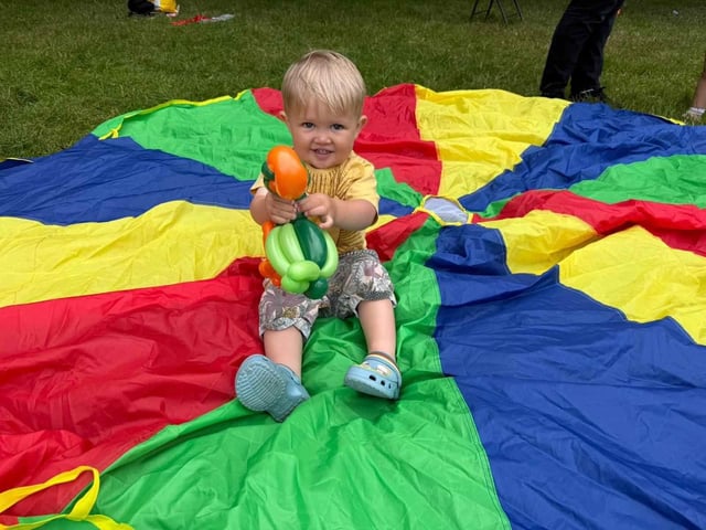 Families of children with cancer at the Bramhope Family Fun Day.