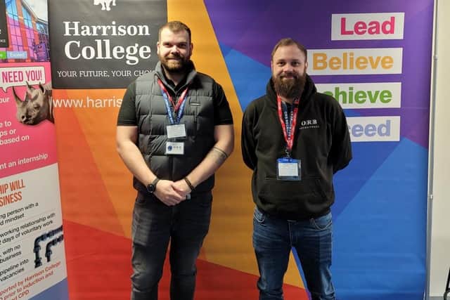Stewart Olsen and Daniel Pidcock from ORB Recruitment visit Harrison College during National Careers Week