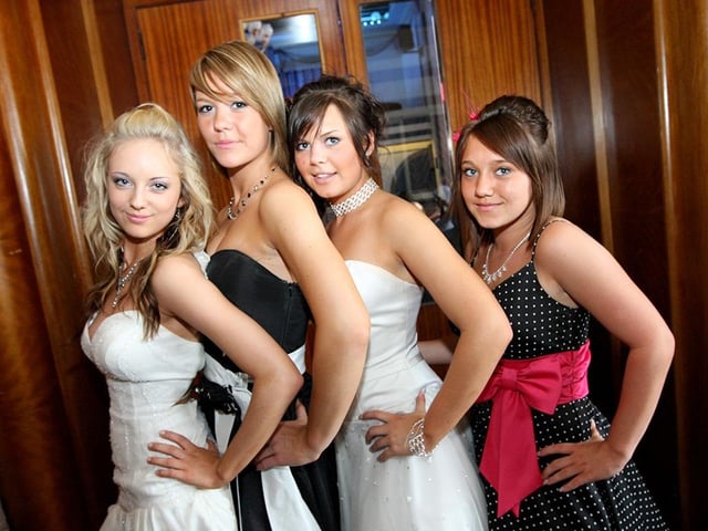 Pictured, from left, Chelsea Hardy, Loren Pybos, Charlotte Wilkinson and Stephanie Gibbard, all 16, at their Ridgewood Year 11 prom that they helped to organise in June 2008