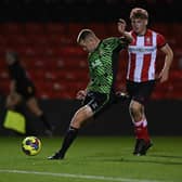 Jack Goodman scores the opening goal at the LNER Stadium.