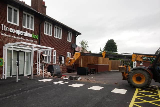 The scene at the Co-op on Barnby Dun High Street after the ram raid. Picture: Central England Co-operative Limited