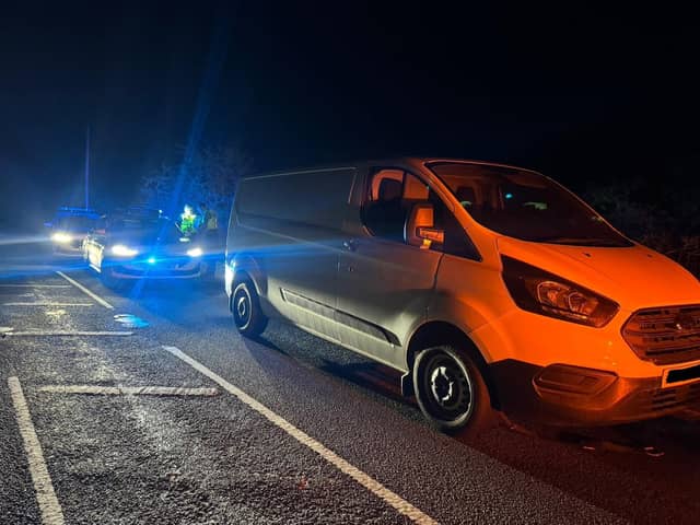 Man arrested for stealing a van, going equipped to steal, drugs and road traffic offences after attempting to escape from police.